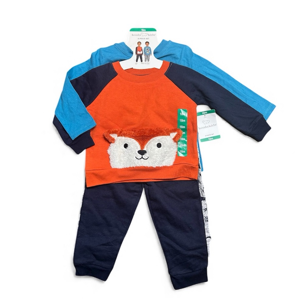 Koala Kids Orange and Blue Fox 4-Piece Set